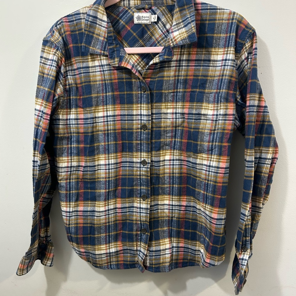 Alpine Design Multicolor Plaid flannel Shirt Medium 100% cotton